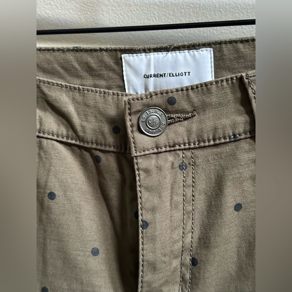 Current/Elliott Easy Stiletto Crop Pants Olive Green Black Polka Dots Women’s 28 - Picture 6 of 10